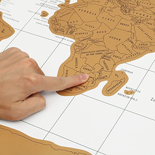 Aretica Carte mondiale à gratter blanche 88 x 52 cm
